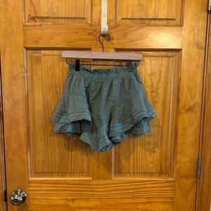 aerie Olive Green Tiered Ruffle Skort Shorts